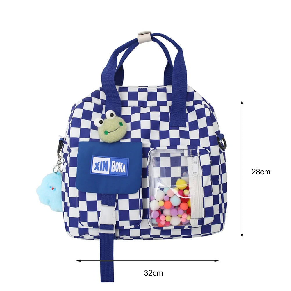 Japanese Plaid Shoulder Backpack Large Capacity Schoolbag