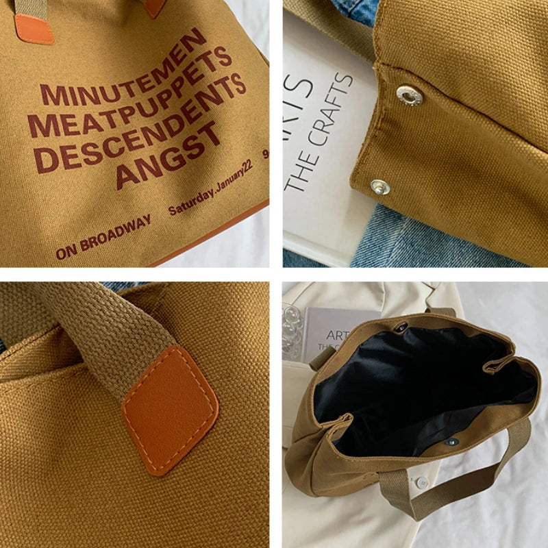 Vintage Canvas Bag Women Large Capacity Shopping Handbag