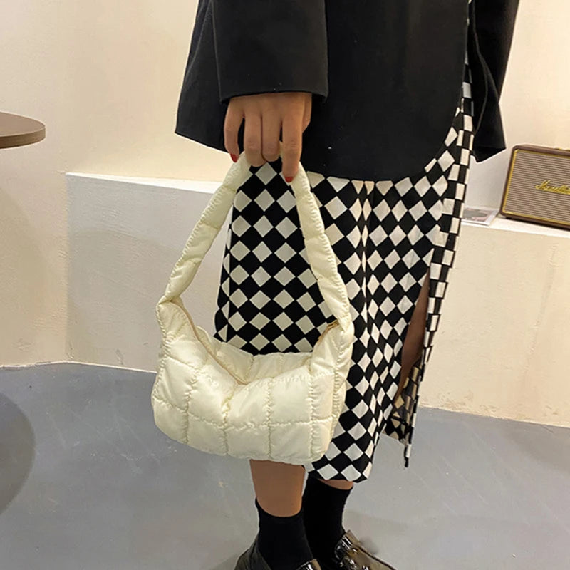 Embroidered Oxford Cloth Shoulder Bag