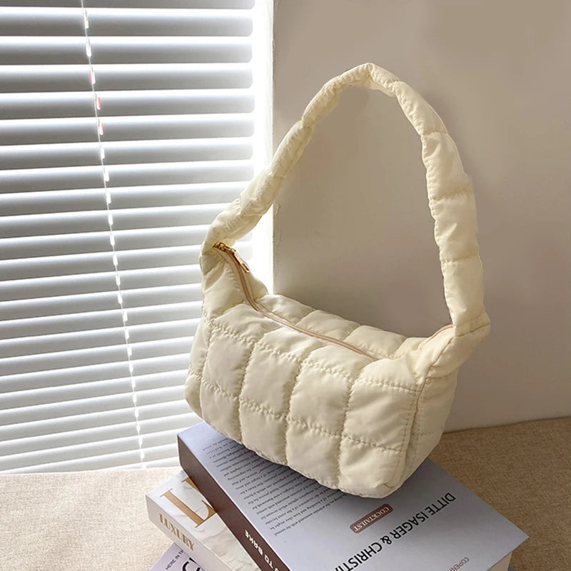 Embroidered Oxford Cloth Shoulder Bag