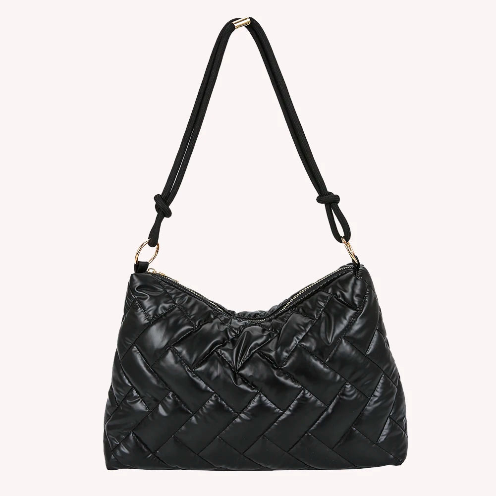 Women Winter Quilted Lattice Shoulder Bag