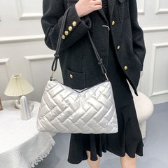 Women Winter Quilted Lattice Shoulder Bag