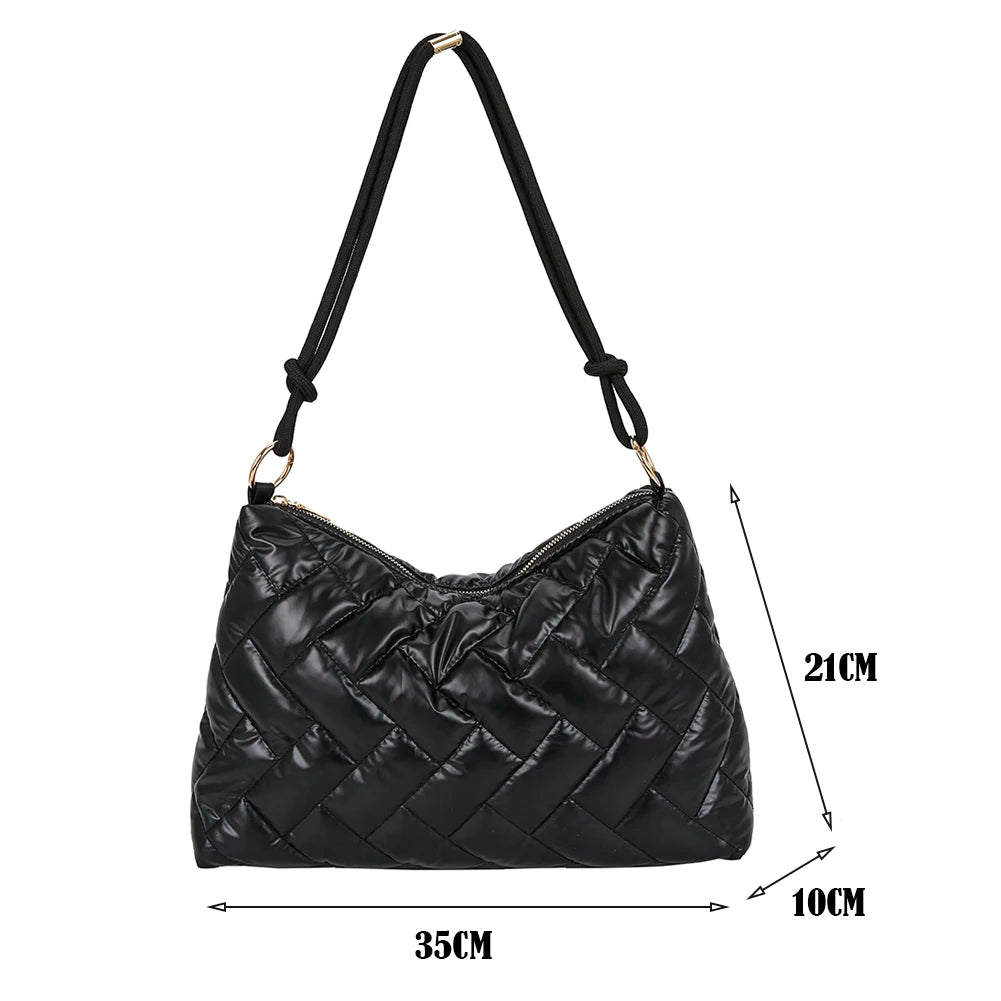 Women Winter Quilted Lattice Shoulder Bag