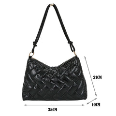 Women Winter Quilted Lattice Shoulder Bag