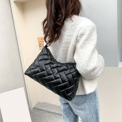 Women Winter Quilted Lattice Shoulder Bag