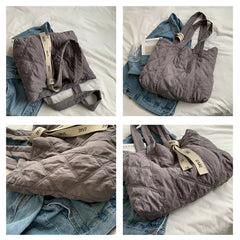 INS Women Winter Cotton Padded Shoulder Bag Nylon Quilted Tote Bags