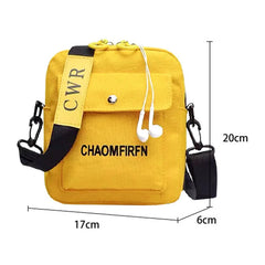 Canvas Messenger Bag for Girls Student Shoulder Bag