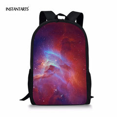 Purple Starry Sky Print School Bag Lightweight Satchel Girls Shoulder Bookbags