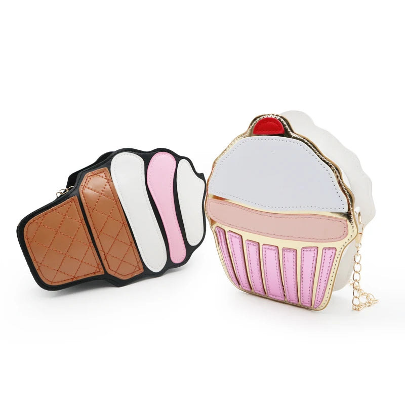 Cartoon Cupcake Mini Bag PU Leather Crossbody Girl Shoulder Messenger