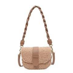 Lambwool Shoulder Bag Plush Saddle Handbag Casual Messenger Crossbody Bags