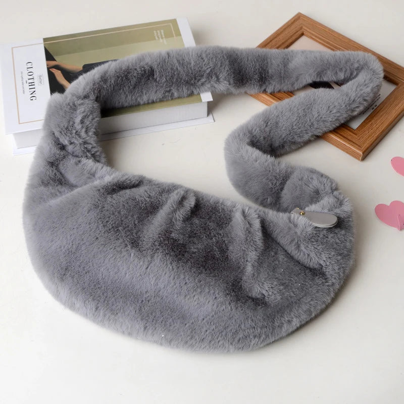 Mink Fur Dumpling Crossbody Bag Women Light Weight Messenger Bag