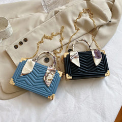Solid Box Bag Silk Scarf Decoration Chain Messenger Dinner Bag