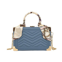 Solid Box Bag Silk Scarf Decoration Chain Messenger Dinner Bag