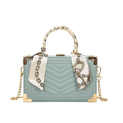 Solid Box Bag Silk Scarf Decoration Chain Messenger Dinner Bag