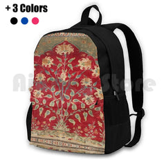 Indian Floral Rug 17th Century Fine Art Print Outdoor Hiking Backpack