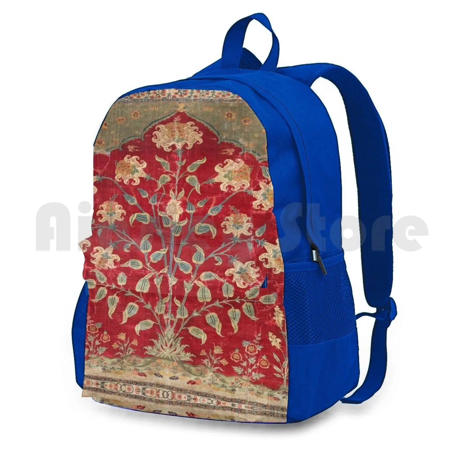 Indian Floral Rug 17th Century Fine Art Print Outdoor Hiking Backpack