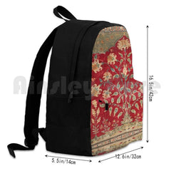 Indian Floral Rug 17th Century Fine Art Print Outdoor Hiking Backpack