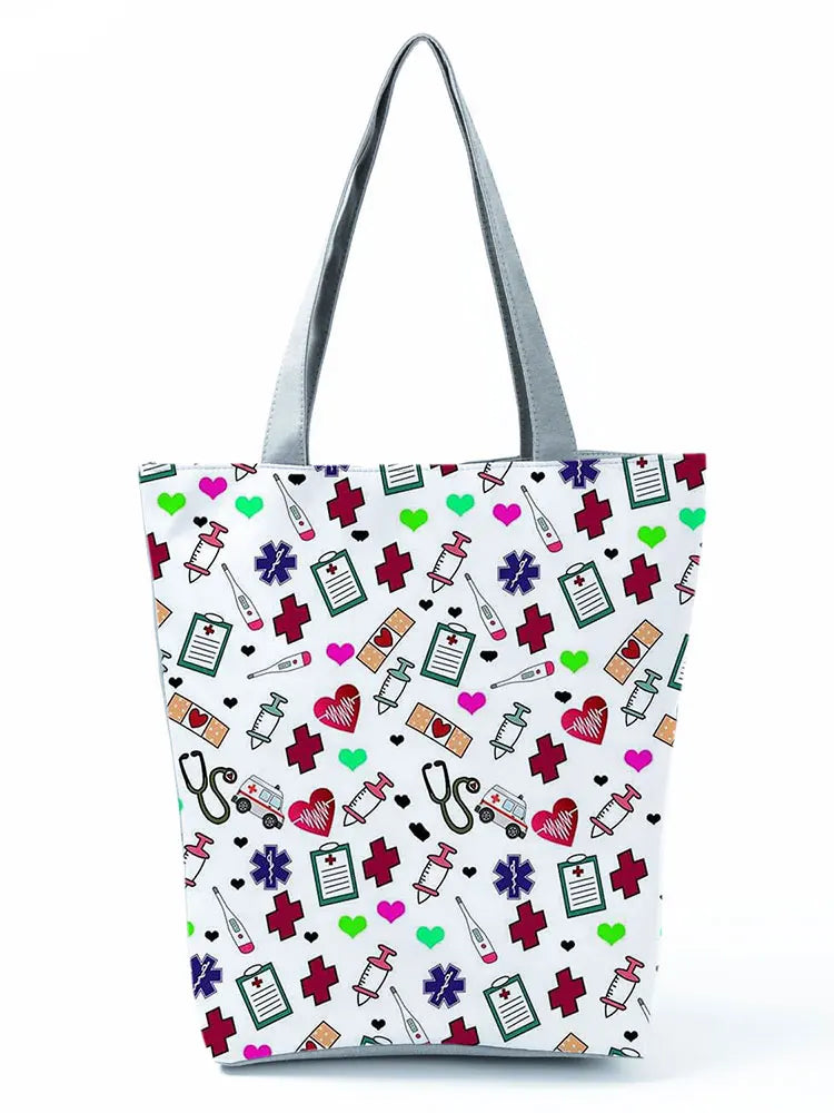 Injection Nurse ECG Pattern Handbag Eco Friendly Tote Bag