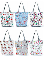 Injection Nurse ECG Pattern Handbag Eco Friendly Tote Bag