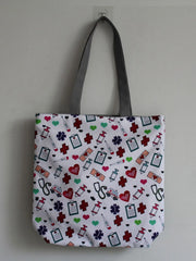 Injection Nurse ECG Pattern Handbag Eco Friendly Tote Bag