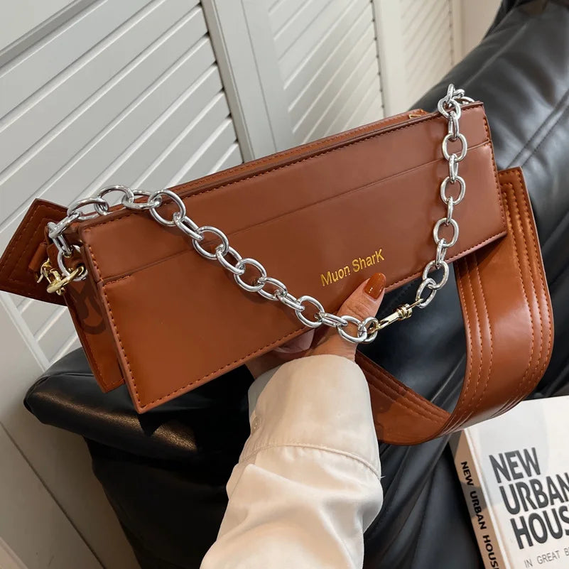 Small Square Bag Wide Strap Women's Shoulder Bags Lady Handbag Purse