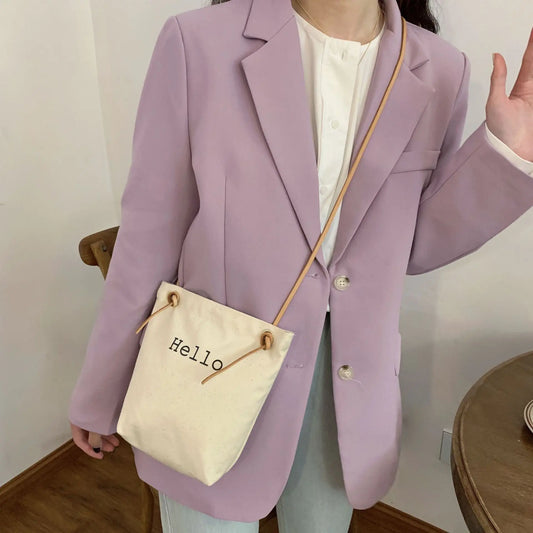 Ins Hello Letter Print Canvas Messenger Bags