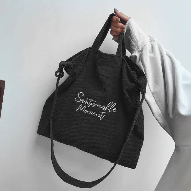 Corduroy Underarm Bag Letter Print Tote Messenger Bags