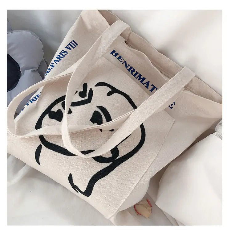 Women's Vintage Handbag Large Capacity Letter Head Tote Shopper Bag
