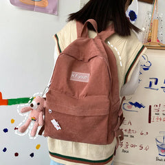 High Corduroy Women Backpack Female College Student Backpacks Junior High School