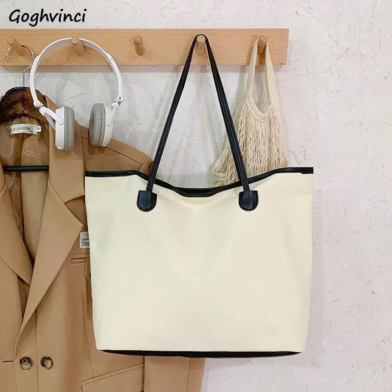 Large Capacity Shoulder Bag Women Canvas Totes All-match Storage Pouch