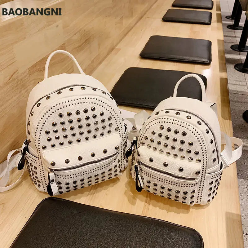 Mini Campus Schoolbag Rivet Backpack for Girls