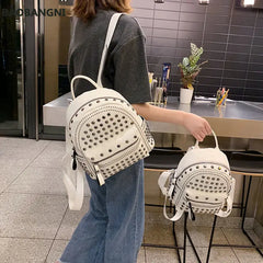 Mini Campus Schoolbag Rivet Backpack for Girls