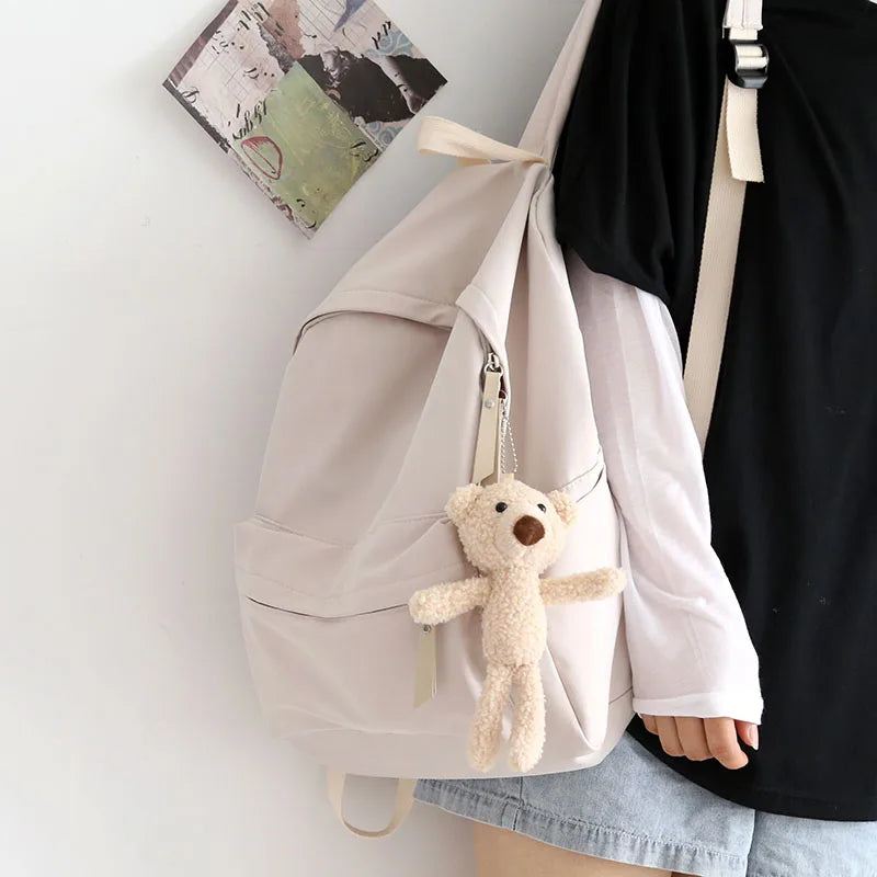 Ins Solid Backpack Female Harajuku Bag Middle School Students