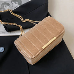 Ins Velvet Female Crossbody Bag Solid Chain Shoulder Bag