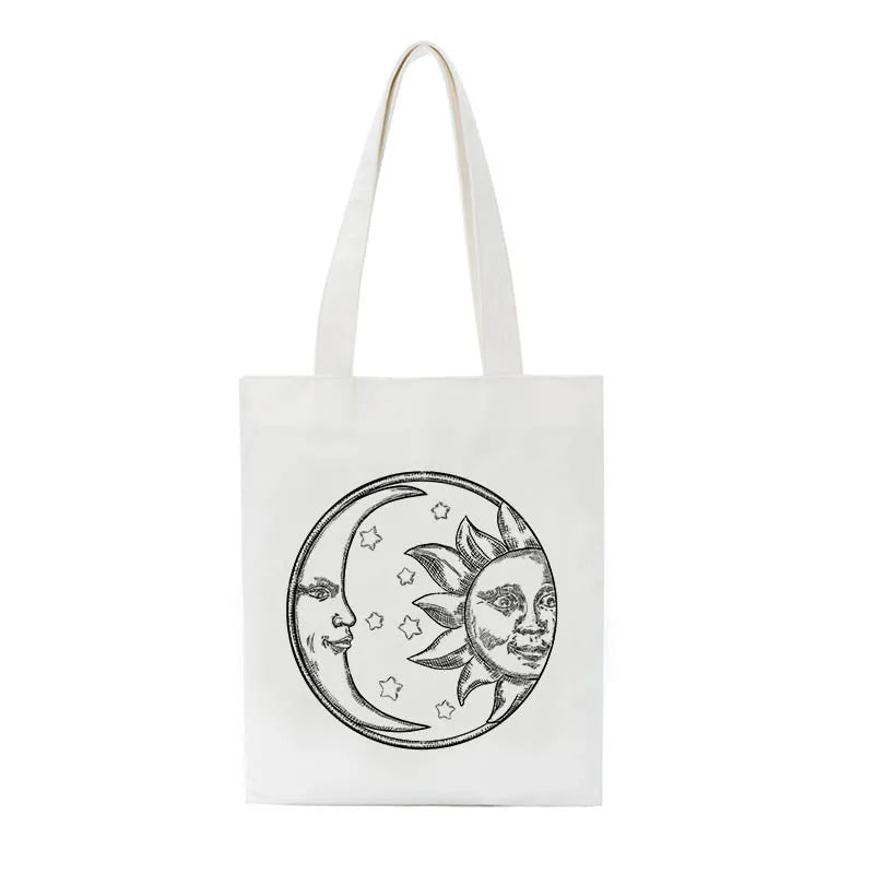 Vintage Mythical Sun Cartoon Printed Canvas Shoulder Bag