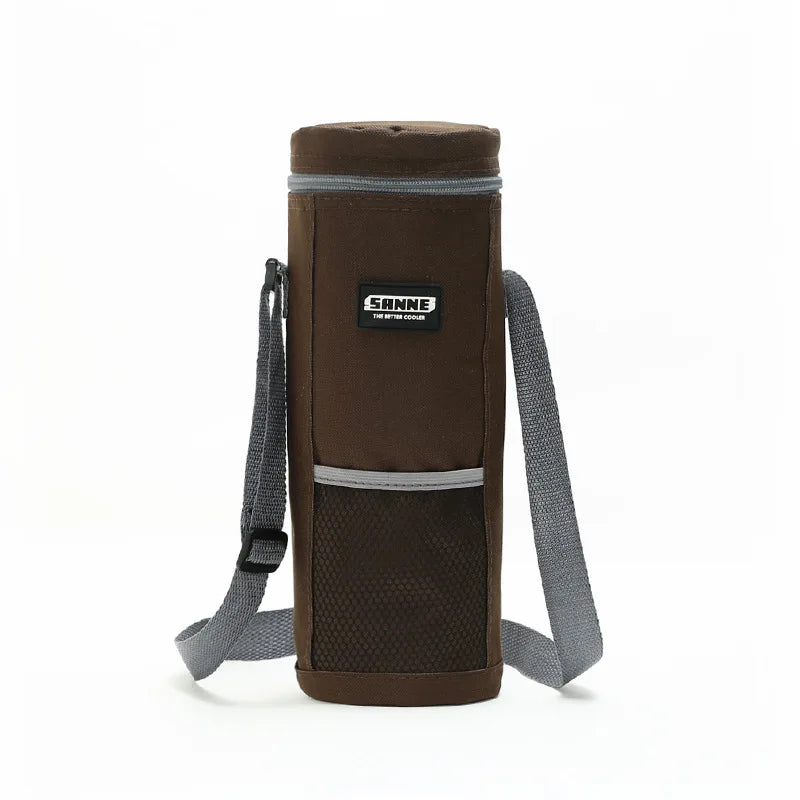 Insulated Bottle Bag Zip Up Ice Wine Cooler Shoulder Strap