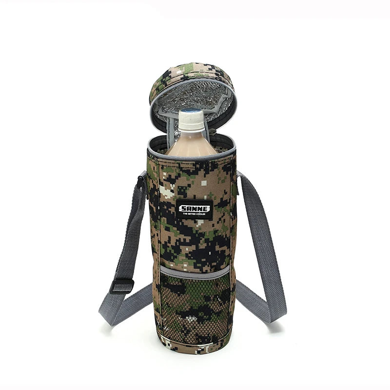 Insulated Bottle Bag Zip Up Ice Wine Cooler Shoulder Strap