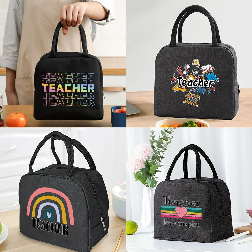 Insulated Lunch Bag Zipper Cooler Tote Bag Canvas Thermal Food Picnic