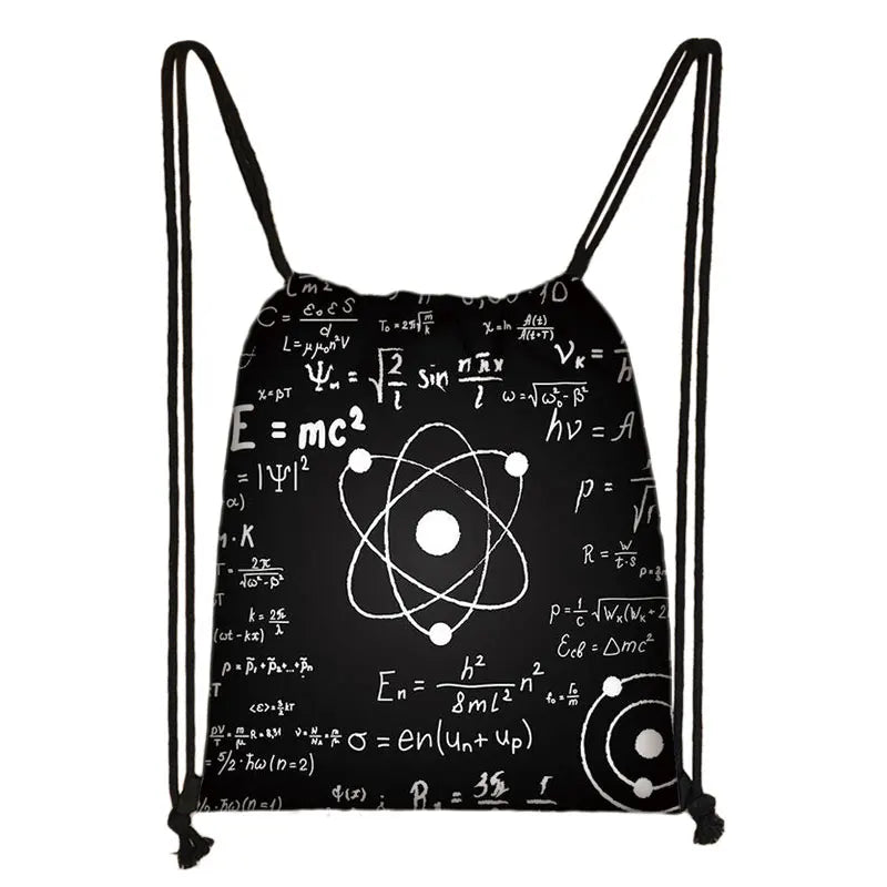 Math Physics Formula Drawstring Bag Softback Backpack