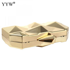 Geometry Pattern Clutch Silver Evening Bag Chain Strap Wallet Pouch