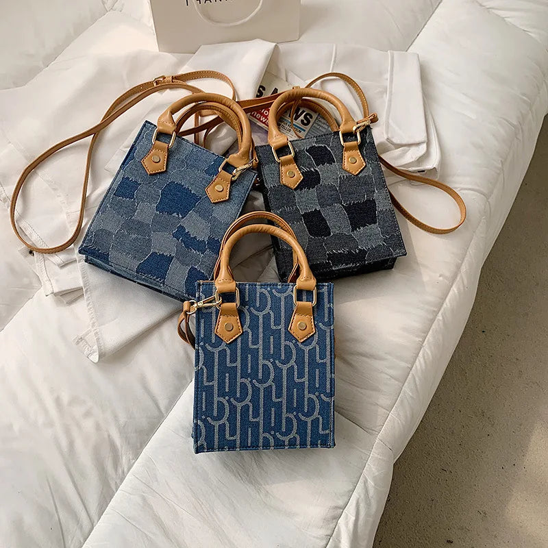 Denim Crossbody Bag Magnetic Buckle Women