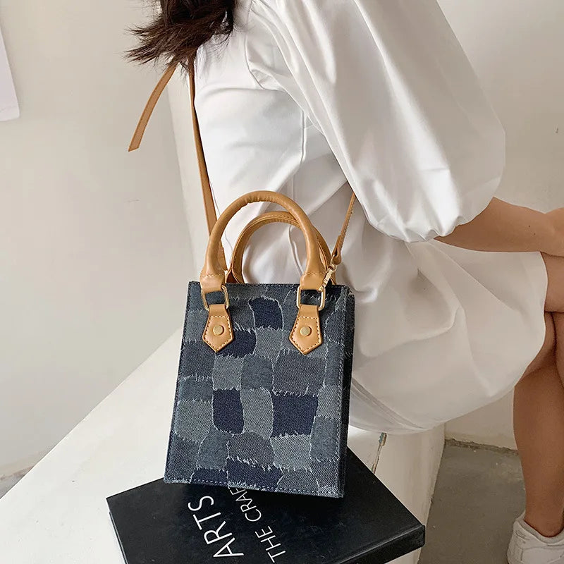 Denim Crossbody Bag Magnetic Buckle Women