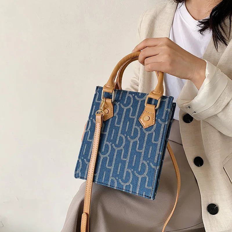 Denim Crossbody Bag Magnetic Buckle Women