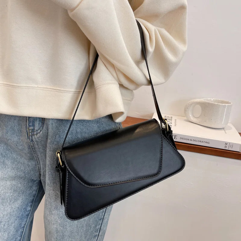 Irregular Flap Small PU Leather Underarm Crossbody Bag