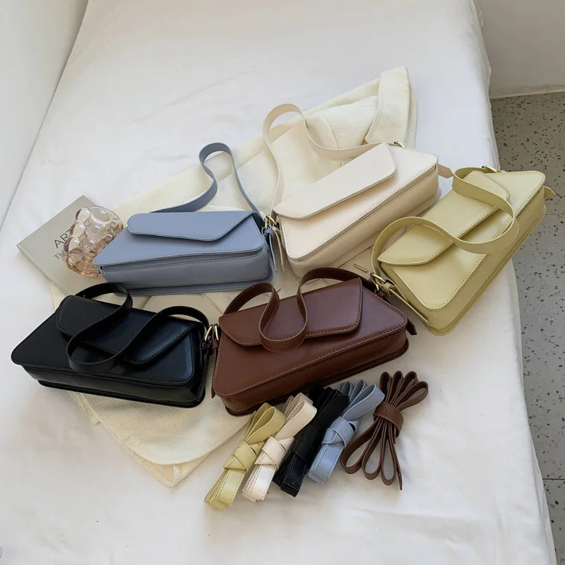 Irregular Flap Small PU Leather Underarm Crossbody Bag