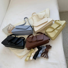 Irregular Flap Small PU Leather Underarm Crossbody Bag