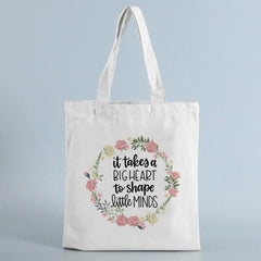 Teacher Canvas Shopping Bag - Big Heart, Little Mind