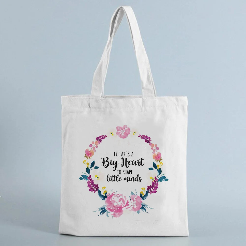 Teacher Canvas Shopping Bag - Big Heart, Little Mind