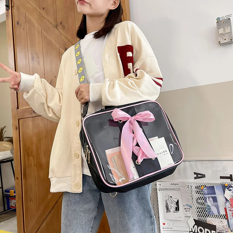 Clear Ita Bag Backpack Crossbody Shoulder Bag with Bow