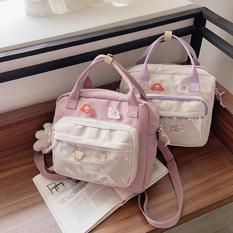 Nylon Bear Japanese Style Transparent PVC Ita Bag One-Shoulder Tote Bag